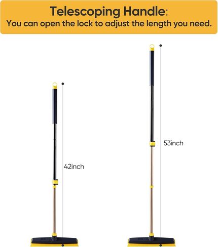 مكنسة مطاطية لإزالة شعر الحيوانات الأليفة من Yocada مع ممسحة مطاطية 2 في 1 فرشاة أرضية متداخلة لكنس بلاط الأرضيات الصلبة والسجاد المنخفض والسجاد والسجاد والحمام وغرفة المعيشة والمطبخ 53 بوصة in Kuwait