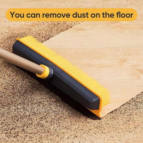 مكنسة مطاطية لإزالة شعر الحيوانات الأليفة من Yocada مع ممسحة مطاطية 2 في 1 فرشاة أرضية متداخلة لكنس بلاط الأرضيات الصلبة والسجاد المنخفض والسجاد والسجاد والحمام وغرفة المعيشة والمطبخ 53 بوصة in Kuwait