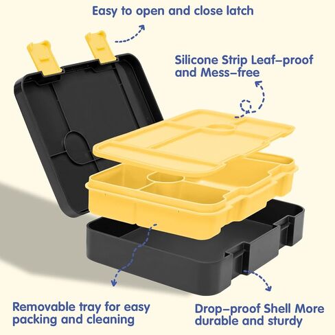 Boys Backpack - Car Bento Box with Insulated Lunch Bag Pencil Case Utensils Set for Kids, 6 Leakproof Compartments Removable Tray Lunches or Snack Container in Saudi Arabia