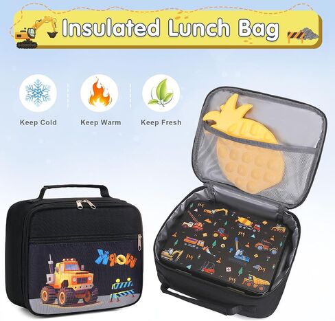 Boys Backpack - Car Bento Box with Insulated Lunch Bag Pencil Case Utensils Set for Kids, 6 Leakproof Compartments Removable Tray Lunches or Snack Container in Saudi Arabia