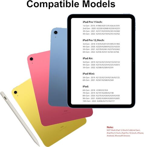 قلم iPad الجيل الأول، 2023 ترقية قلم Apple Pencil 5-10 دقائق شحن فائق السرعة قلم iPad مع رفض راحة اليد، حساسية الإمالة، دقة مثالية للبكسل، قلم Apple لجهاز iPad Pro/Air/Mini 2018-2023 in Kuwait
