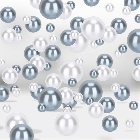 SUREAM 500 Pcs Floating NO Hole Pearls and 2300 Pieces Clear Water Gels, Water Beads for Vases, Floating Beads for Centerpiece Home Weddings Table Party Birthday Decor 8/14/20mm(Black&White Color) in Saudi Arabia
