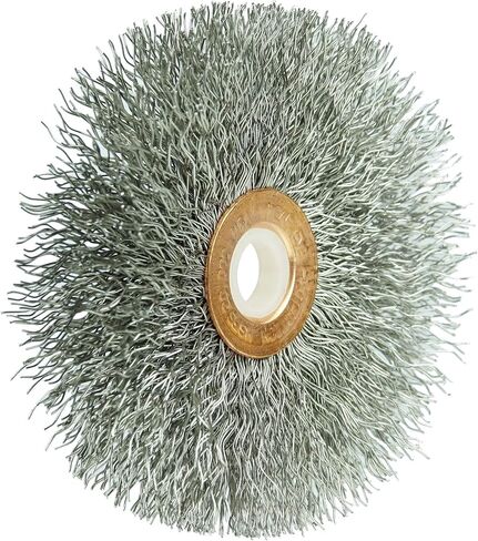 Weiler 16973 3" Crimped Wire Wheel, 014"Stainless Steel Fill, 1/2"-3/8"Arbor Hole, Made in The USA (Pack of 10) in Saudi Arabia