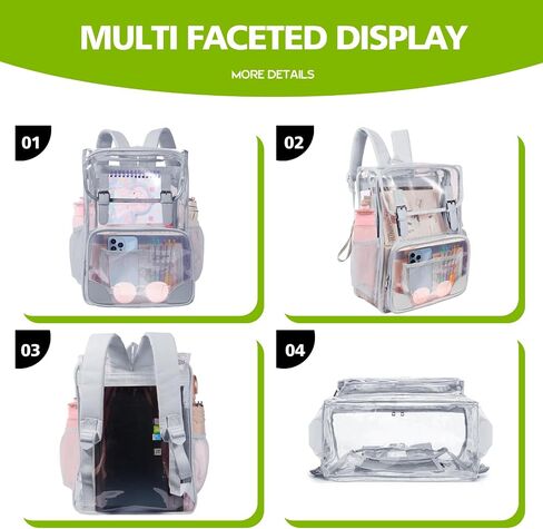 Clear Backpack Heavy Duty Thickened PVC Transparent Backpack, School Backpack For Girls And Boys/Kids (Grey) in Saudi Arabia