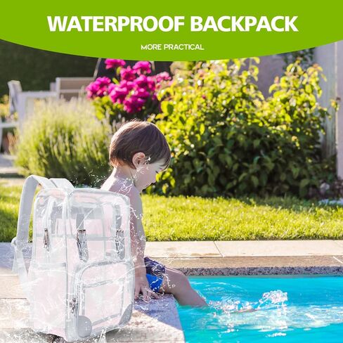 Clear Backpack Heavy Duty Thickened PVC Transparent Backpack, School Backpack For Girls And Boys/Kids (Grey) in Saudi Arabia