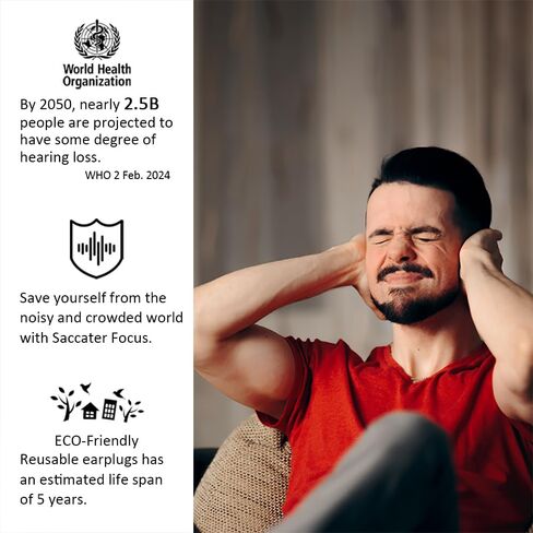 Focus Noise-reducing Ear Plugs for Sleep - Reusable Soft Silicone Earplugs for Hearing Protection, Noise Sensitivity, Deep Focus, Blocking Out Snoring - 4 Sizes Ear Tips XS/S/M/L (Black) in Saudi Arabia