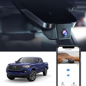 Fitcamx Front 2K and Rear 1080P Dash Cam Adapts for Toyota Tacoma 2018 2019 2020 2021 2022 2023 Limited SR5 SR TRD Sport Off-Road Pro, OEM Look, Dual HD Video WiFi, Loop Recording G-Sensor, 64GB Card