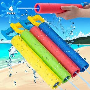 Water Super Foam Blaster Squirt Guns 6 Pack Water Fight Set - Lightweight, Portable, 38ft Range, Pool Noodle Design - Perfect for Kids, Adults, Pool Parties Beach Water Fighting Play Toy