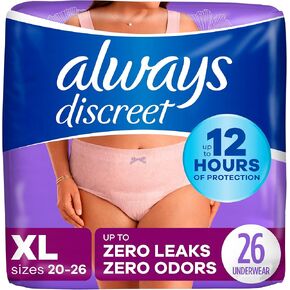 Always Discreet Adult Incontinence & Postpartum Underwear For Women, Classic Cut, Size X-Large, Maximum Absorbency, Disposable, 15 Count (Pack of 1)