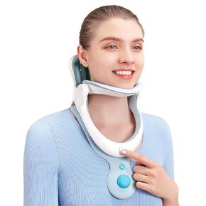 Cervical Neck Traction Device Neck Brace for Men and Women, Air Pump Adjustable Inflatable Neck Stretcher with 3 Power Tractions for Neck Pain and Decompression Tension Relief