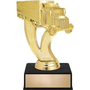 6" Trucks Tractor Trailer Award On Black Luxury Base