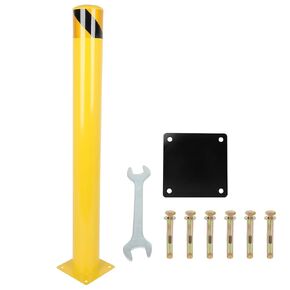 Safety Bollard Post, 42InX4.5In Safety Guard Bollard, Yellow Steel Safety Bollard, Parking Barrier Post, Safety Guardrail for Parking Lot, Warehouse, Highway, 1 Pack