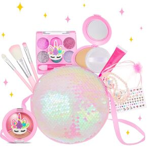 مجموعة مكياج تظاهرية للفتيات، مجموعة مكياج للأطفال للفتيات، مكياج للعب للفتيات الصغيرات، مجموعة مكياج تظاهرية للأطفال الصغار، مجموعة مكياج للأطفال، هدية للفتيات الصغيرات لعيد الميلاد، مع حقيبة للفتيات الصغيرات بعمر 3 سنوات فما فوق (41 قطعة in Kuwait