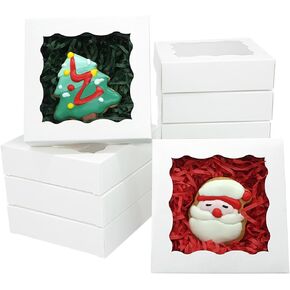 50pcs Individual Cookie Boxes 4 1/2" x 4 1/2" x 1 1/5" Inch Small Gift Boxes Single Treat Boxes Mini Dessert Boxes for Christmas Valentine's Mother's Day-Kraft Paper