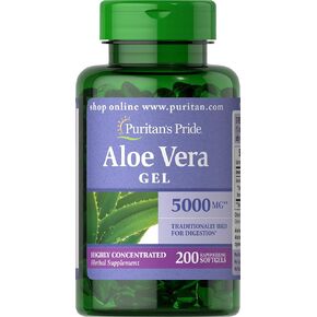 Puritan's Pride Aloe Vera Extract 25mg (5000mg equivalent) Softgels, 200 Count (Packaging may vary)