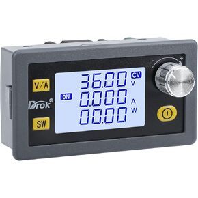 DROK Buck Boost Converter, DC 6.0-36V to 0.6-36V 5A 80W Adjustable Voltage Regulator LCD Display 6V 9V 12V 24V 36V Power Supply Module, CC CV Step Up Step Down Voltage Stabilizer for Car RV Golf Cart