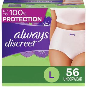 Always Discreet Adult Incontinence & Postpartum Underwear For Women, Size Small/Medium, Maximum Absorbency, Disposable, 32 Count x 2 Packs (64 Count total)