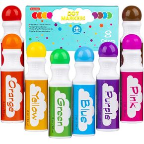 Washable Bingo Paint Daubers Markers for Toddlers Kids Preschool, 2 - Pack 10 Colors 2 oz Washable Dot Markers Set with 48 Pages Tearable Activity Book for Toddler Arts and Crafts Kits Supplies