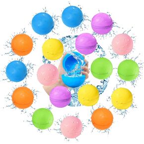Water Balloons Reusable Quick Fill, 12PCS Water Balls, Self-sealing Outdoor Water Toys for Kids Ages 3-12, Mess-free Durable Splash Water Bombs Summer Fun Water Pool Activities Toys Games