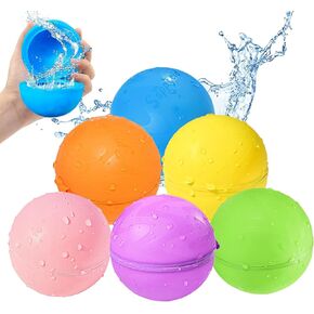 Water Balloons Reusable Quick Fill, 12PCS Water Balls, Self-sealing Outdoor Water Toys for Kids Ages 3-12, Mess-free Durable Splash Water Bombs Summer Fun Water Pool Activities Toys Games