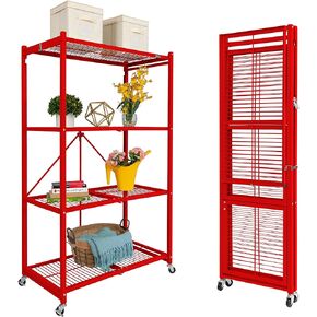 Origami Storage Shelves on Wheels, Steel Shelving, Heavy Duty Garage Storage & Organization, Closet Organizer, Utility Shelf, Pantry Organization and Storage Shelves for Storage