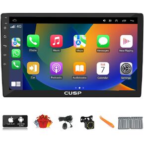 CUSP 10.1 Inch Universal Double DIN Car Stereo Radio Android 4G+64G Car Play Android Auto in-Dash GPS Bluetooth Multimedia Player,WiFi,YouTube,Headunit (10.1 Inch 4G+64G+Car Play and Android Auto)