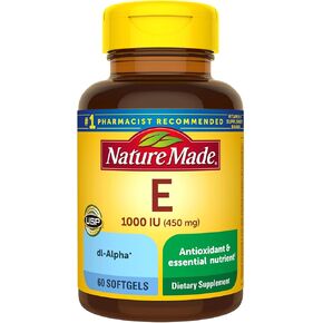Nature Made dl-Alpha Vitamin E 1000 IU كبسولات هلامية 60 عصام (عبوة من قطعتين)