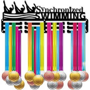 CREATCABIN Medal Holder Sport Swimming Swimmer Olympic Games Medals Display Stand Wall Rack Mount Hanger Decor Black Sturdy Medal Holders for Runners Home Badge Storage 3 Rows Hanging Over 60 Medals