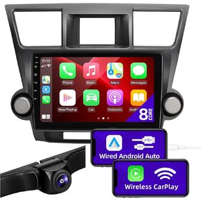 راديو سيارة CGOGC Android 11 متوافق مع Android Auto Wireless Carplay لسيارة Toyota Highlander 2008-2013 1280X720 IPS شاشة تعمل باللمس ستيريو بلوتوث نظام تحديد المواقع العالمي (4G RAM+64G ROM) in Kuwait