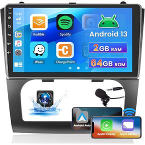 Roinvou 2+32G Android Auto Radio for Nissan Altima 2008-2012 (Manual A/C), 9" Car Screen in-Dash GPS Navigation with Wireless CarPlay Android Auto Mirror Link WiFi Bluetooth FM RDS Radio Backup Camera