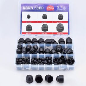 Black PE Bolt Cover Screw Caps Hex Cap Plastic Nut Assortment Kits Nylon Insert Locknut for Screws Bolts M4 M5 M6 M8 M10 M12