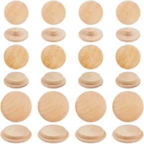 GORGECRAFT 75Pcs 3 Sizes Furniture Buttons Round Wood Button Plugs Unfinished Mushroom Wooden Screw Hole Button Hardwood Plug Caps for Locking Craft Decoration Woodworking 6.5MM 14.5MM 19.5MM