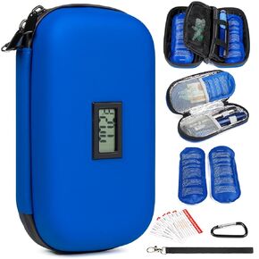 2Pack Premium Insulin Cooler Travel Case, GEAoffice Portable Diabetic Medication Cooler Case for Travel With Thermometer Display, Insulation Refrigerated Insulin Pen Cooler Travel Case With 2 Ice Pack