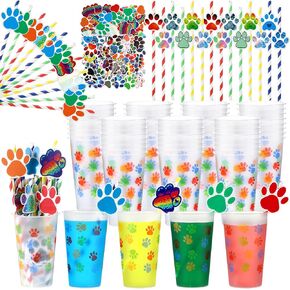 Lallisa 250 Pcs Video Game Party Favors Includes Reusable 16 oz Video Game Plastic Cups Drinking Straws Controller Pattern Cards Gaming Stickers and Point Glue for Kids Gamer Birthday Party Supplies