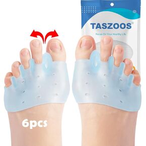 TASZOOS Toe Spacers, (6PCS,XL) Gel Toe Separator, Toe Stretcher, Toe Straightener for Bunion Relief, Hammer Toe, Hallux Valgus and Restore Toes to Their Original Shape (Black)