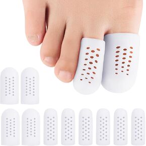 10 Pack Toe Caps and Toe Protectors for Women & Men Silicone Toe Covers Cushions for Pain Relief,Toe Bandages and Sleeves for Ingrown Toenails,Corns,Calluses,Blisters(4L +6 S) (Flesh Color)