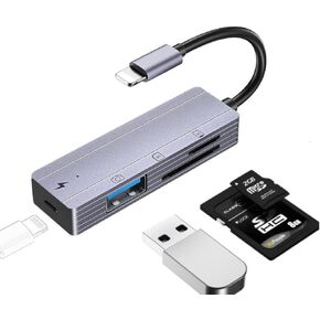 USB C to USB Multiport Adapter with SD/TF Card Reader, and USB C Data Transfering Compatible with iPhone 15 Pro Max/15 Plus/15 Max iPad MacBook, Laptop Computer Phone Tablet and Other USB C Devices.