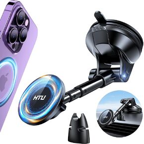 2024 Upgraded for Magsafe Car Mount [80LBS Strongest Suction & Military-Grade] Powerful Magnetic Cell Phone Holder for Car Dashboard Windshield for iPhone 15 14 Pro Max Mini,Black