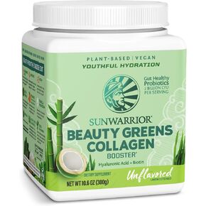 Sunwarrior Vegan Beauty Greens Drink Plant-Based | Hyaluronic Acid Minerals Biotin Probiotics Non-GMO Soy Free Sugar Free Dairy Free Gluten Free | Pina Colada 25 Servings