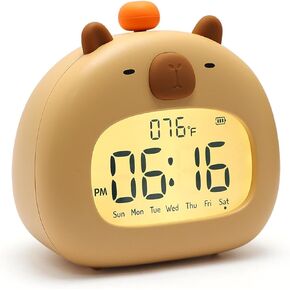 Kids Alarm Clock,Cute Capybara Clock Ok to Wake Alarm Clock for Kids,Capybara Alarm Clock Dimming Night Light,Children's Sleep Trainer,Birthday for Boy Girls Children(COLOR:Capybara)