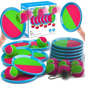 Bennol Toss and Catch Ball Game Outdoor Toys for Kids with 4 Paddle, 4 Balls and A Storage Bag,Outdoor Outside Games Toys for Kids Ages 3 4 5 6 7 8 9 10, Yard Backyard Games Beach Toys Outside Games