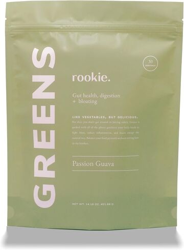 Natural Greens Supplements Superfood Powder Drink by Rookie Wellness, Gut Support Digestive Enzyme, Improve Mood, Immune Support, Peach Mango Greens Powder (30 Serving Bag) in Saudi Arabia
