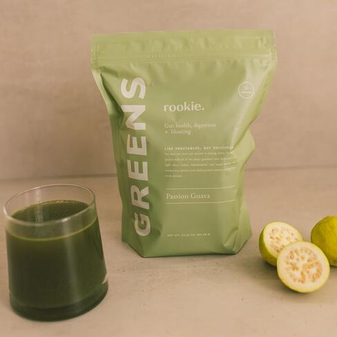 Natural Greens Supplements Superfood Powder Drink by Rookie Wellness, Gut Support Digestive Enzyme, Improve Mood, Immune Support, Peach Mango Greens Powder (30 Serving Bag) in Saudi Arabia