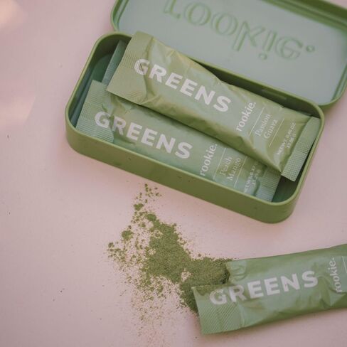 Natural Greens Supplements Superfood Powder Drink by Rookie Wellness, Gut Support Digestive Enzyme, Improve Mood, Immune Support, Peach Mango Greens Powder (30 Serving Bag) in Saudi Arabia