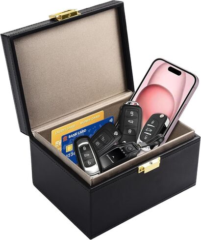 Diyife Faraday Box، [أحدث إصدار] صندوق RFID لمفاتيح السيارة، قفص فاراداي، واقي مفتاح فوب، مانع إشارة ألياف الكربون لمفتاح فوب بدون مفتاح، صندوق حجب إشارة مفتاح السيارة الكبير لهواتف مفاتيح السيارة in Kuwait