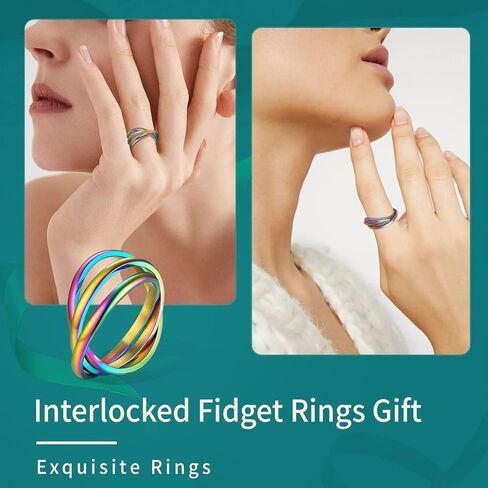 Supcare التأمل الدائري تململ خواتم للقلق للنساء الاسترليني الفضة الإبهام الدائري المنقولة الإجهاد المخلص حلقات الغزل حلقات قابل للتعديل in Kuwait