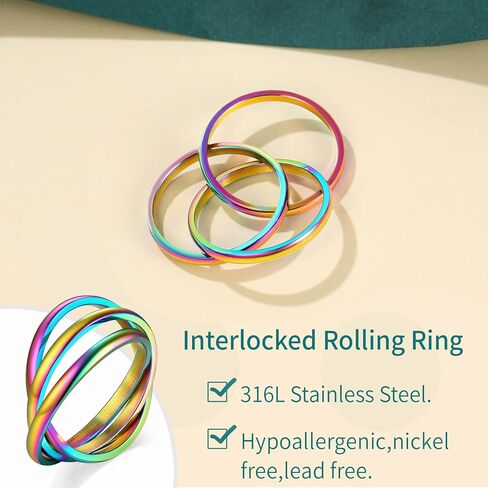 Supcare التأمل الدائري تململ خواتم للقلق للنساء الاسترليني الفضة الإبهام الدائري المنقولة الإجهاد المخلص حلقات الغزل حلقات قابل للتعديل in Kuwait