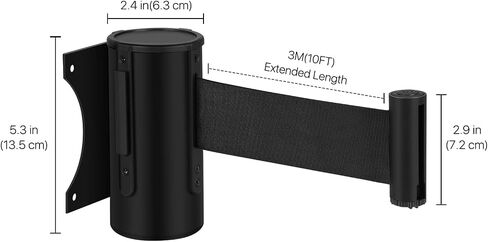 Flexzion Crowd Control Retractable Belt Barrier - 10Ft 3m Wall Mounted Safety Barrier Belt, Queue Line Dividers with Slow-Retract Nylon Rope Belt & Sturdy Steel Black Case for Indoor/Outdoor, 2 Pack in Saudi Arabia