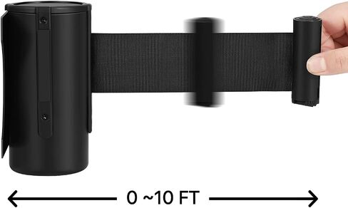 Flexzion Crowd Control Retractable Belt Barrier - 10Ft 3m Wall Mounted Safety Barrier Belt, Queue Line Dividers with Slow-Retract Nylon Rope Belt & Sturdy Steel Black Case for Indoor/Outdoor, 2 Pack in Saudi Arabia