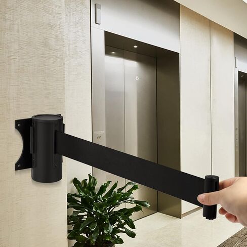 Flexzion Crowd Control Retractable Belt Barrier - 10Ft 3m Wall Mounted Safety Barrier Belt, Queue Line Dividers with Slow-Retract Nylon Rope Belt & Sturdy Steel Black Case for Indoor/Outdoor, 2 Pack in Saudi Arabia